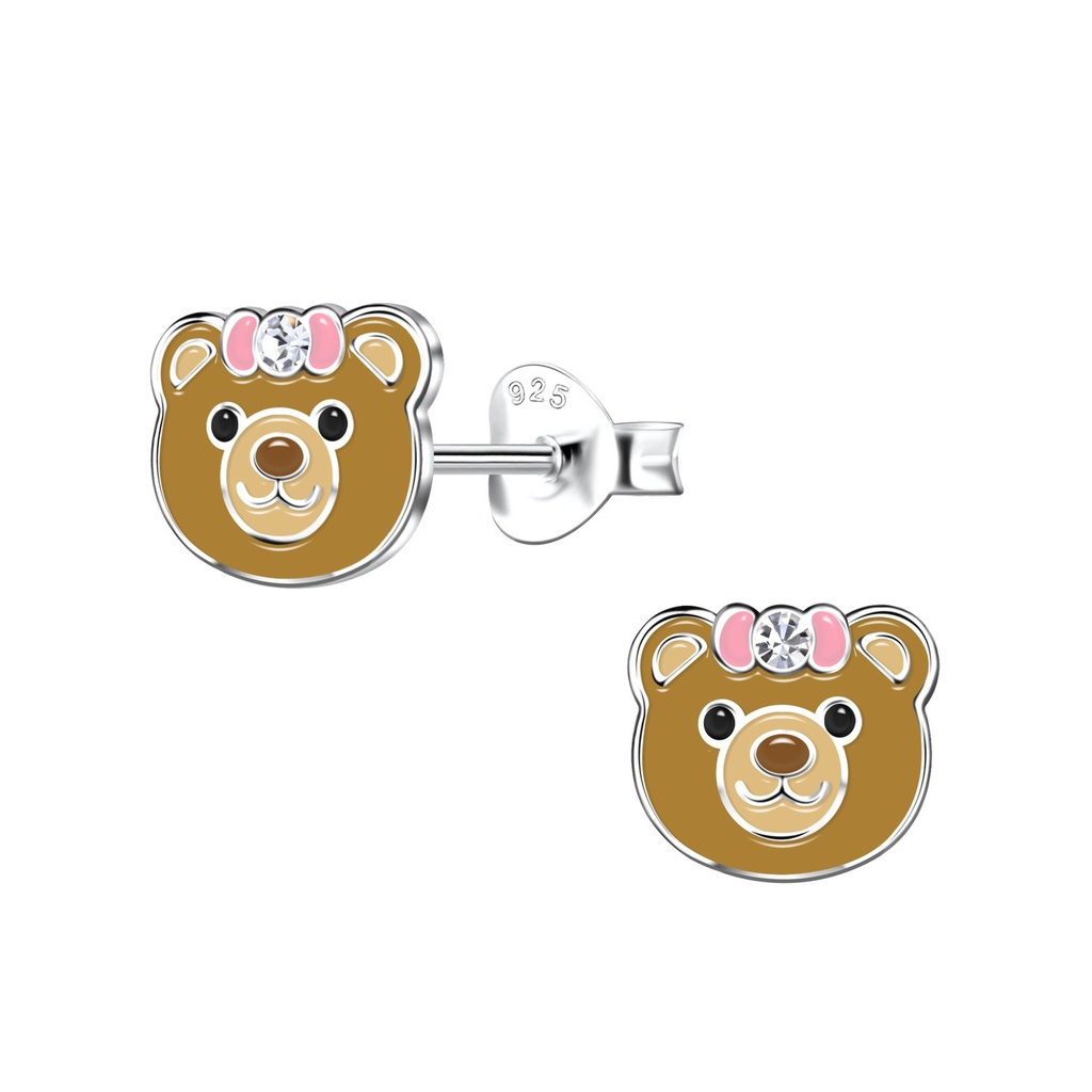 Puces d'oreilles ours en argent