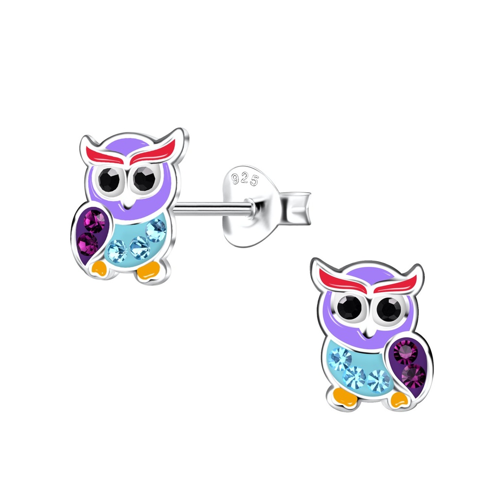 Puces d'oreilles hibou en argent