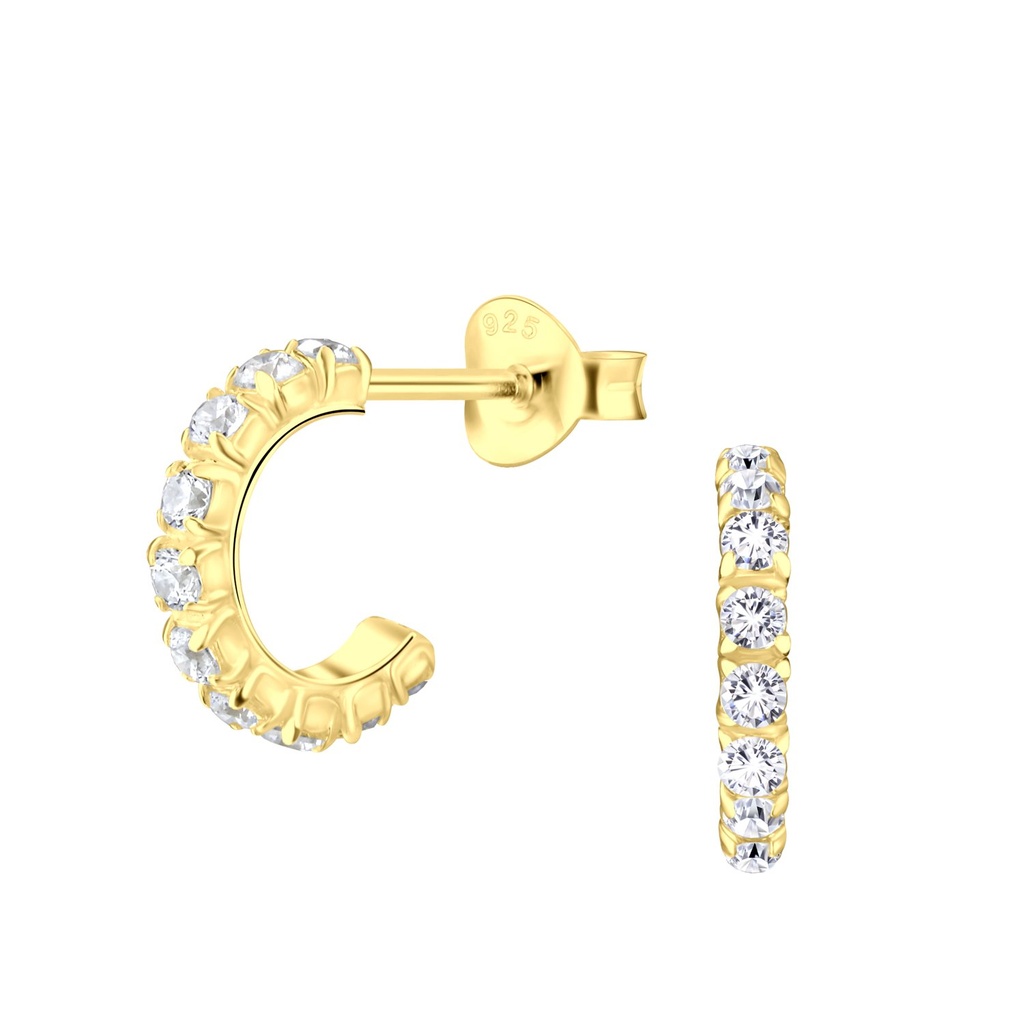 [10014185] Silver Half Hoop Stud Earrings