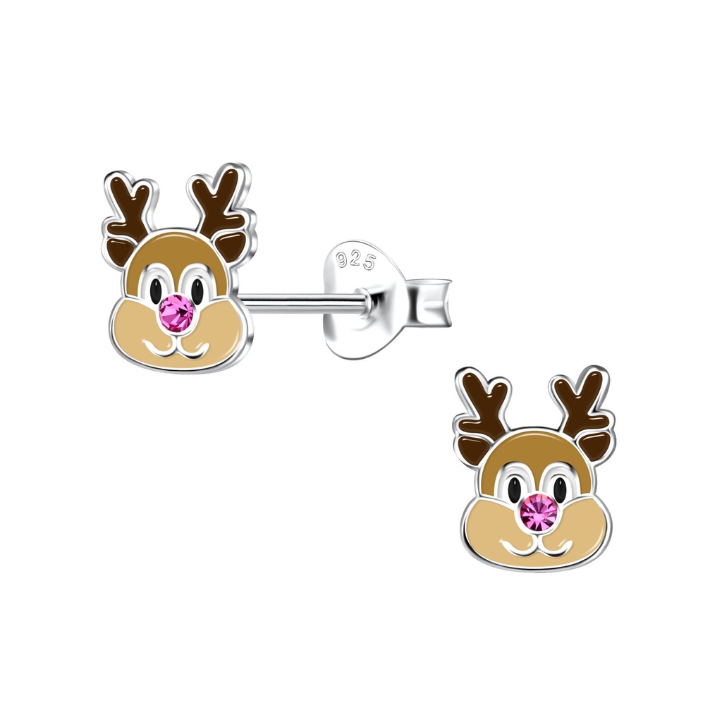 Silver Reindeer Stud Earrings