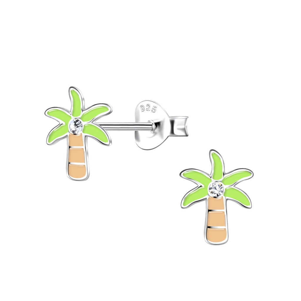 Puces d'oreilles palmier en argent