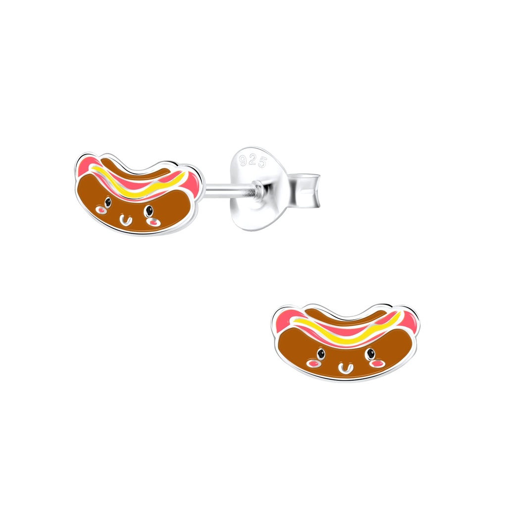 Puces d'oreilles hot-dog en argent