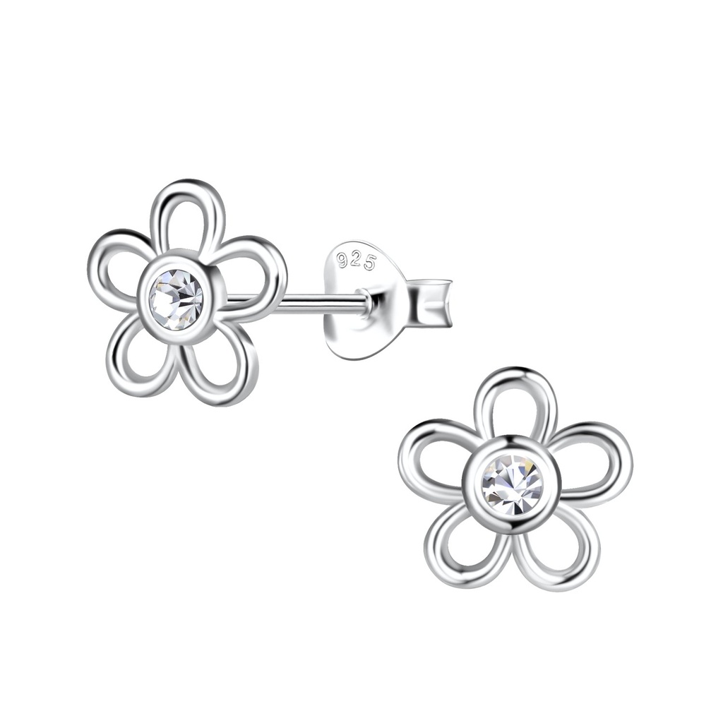 [10030405] Puces d'oreilles fleur en argent