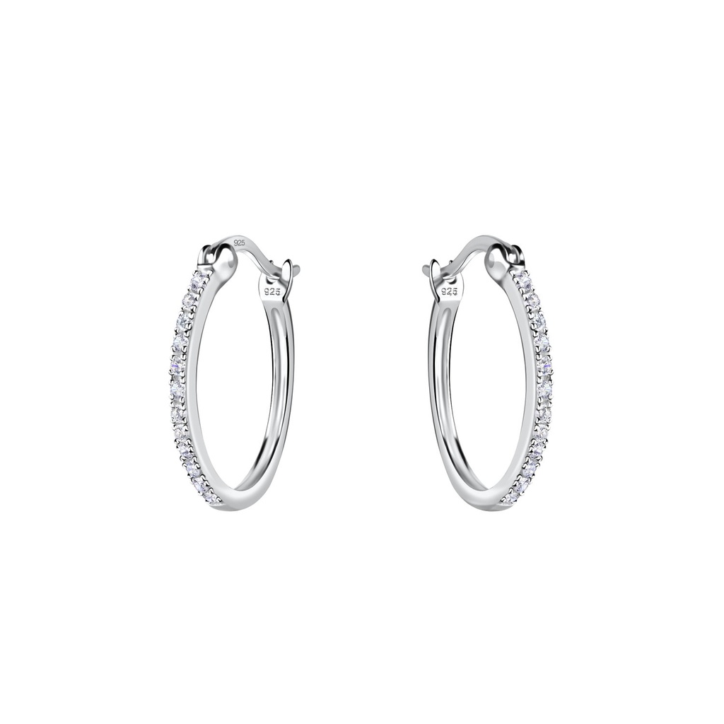 [10025901] Silver French Lock Hoop Earrings