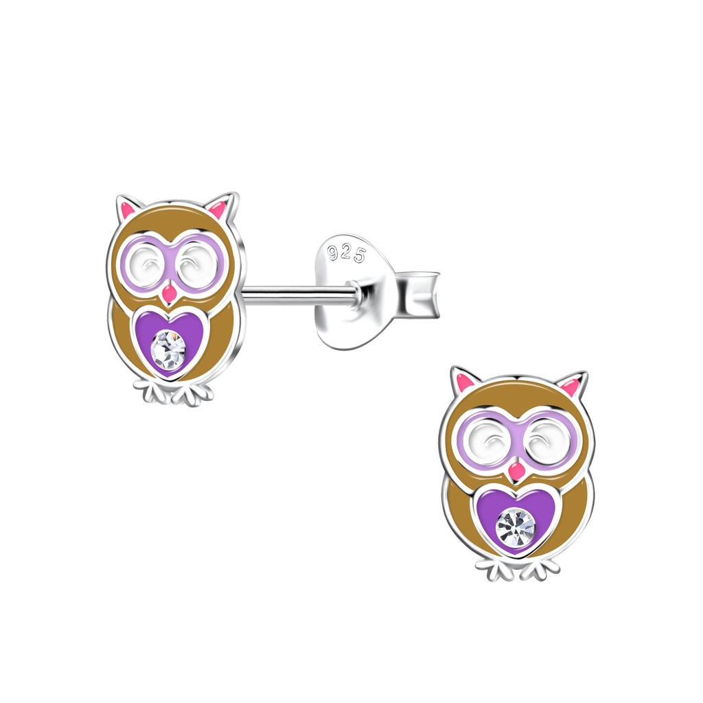 Puces d'oreilles hibou en argent