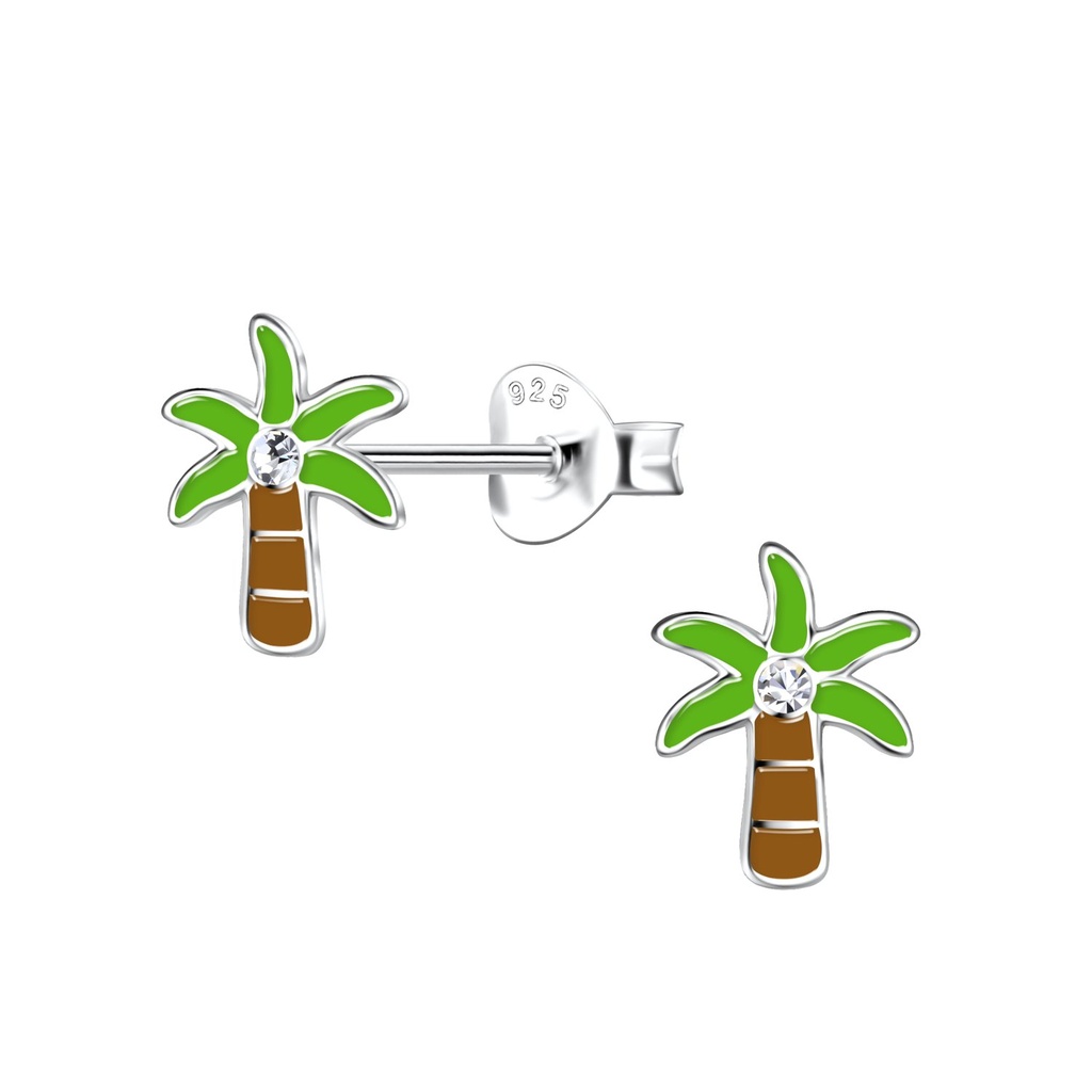 Silver Palm Tree Stud Earrings
