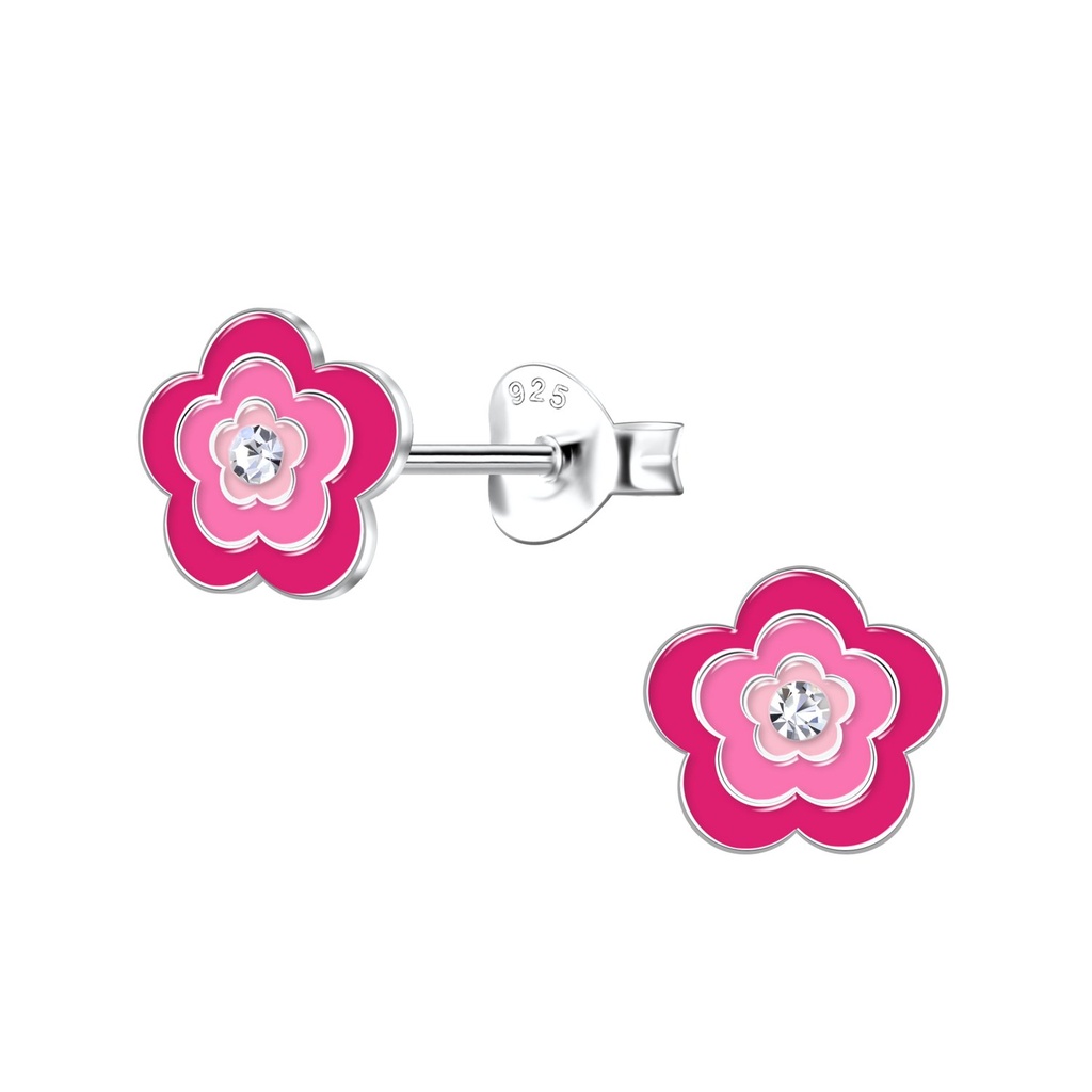 Puces d'oreilles fleur en argent