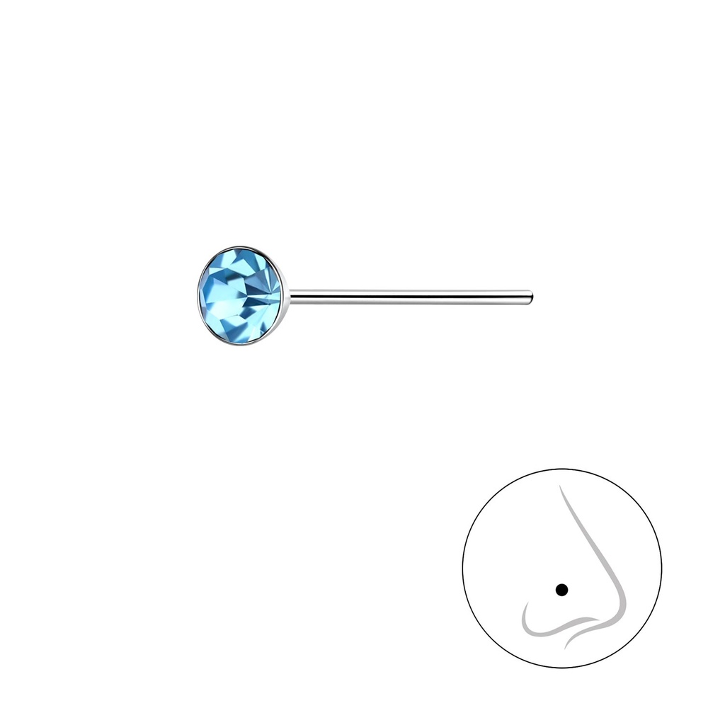 Clou de nez en argent cristal rond 3.5 mm