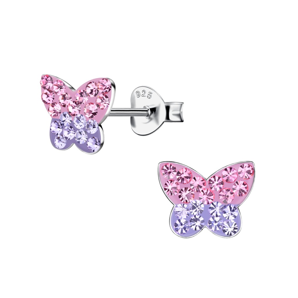Puces d'oreilles papillon en argent