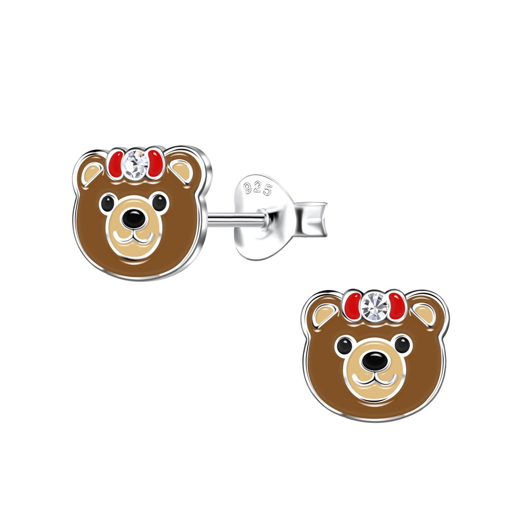 Puces d'oreilles ours en argent