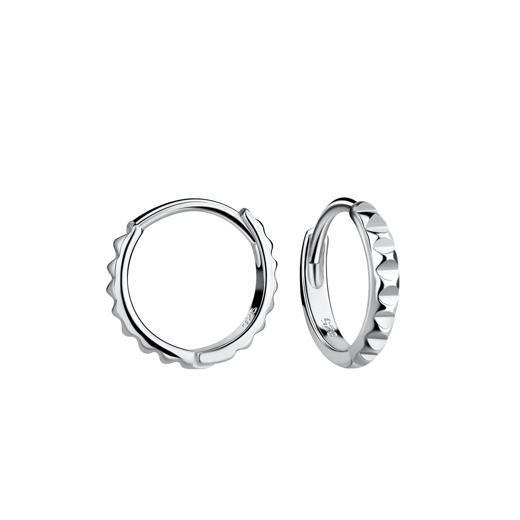 Créoles huggie à motifs en argent 10 mm