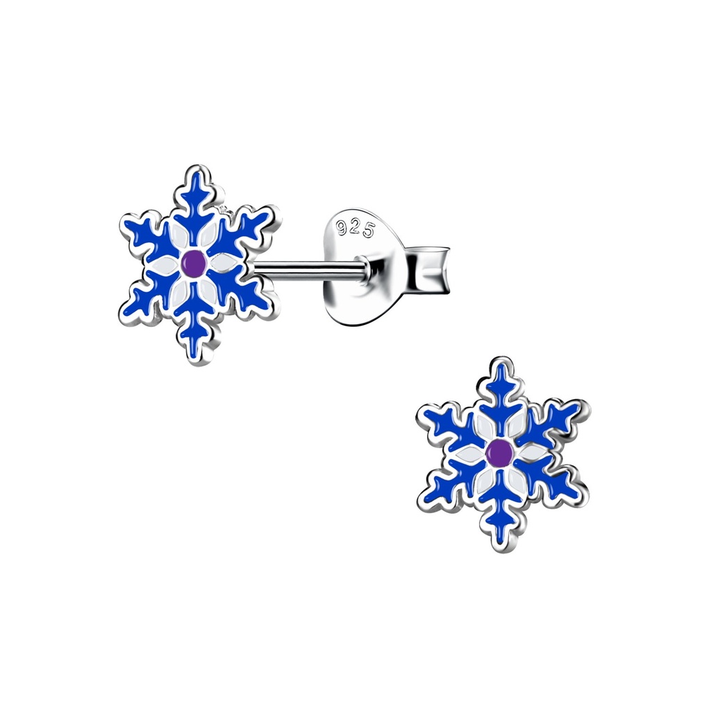 Puces d'oreilles flocon de neige en argent