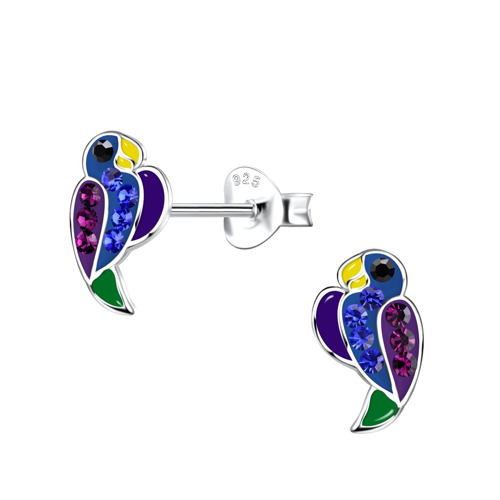 Silver Parrot Stud Earrings