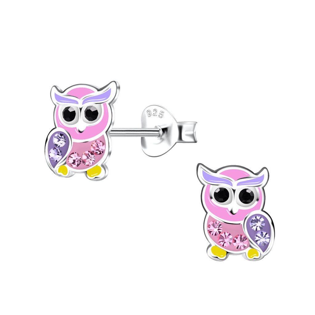 Silver Owl Stud Earrings