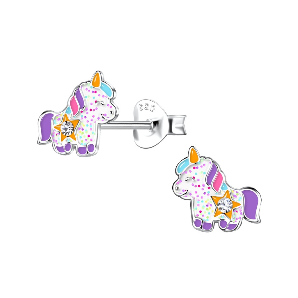 [10031119] Silver Unicorn Stud Earrings