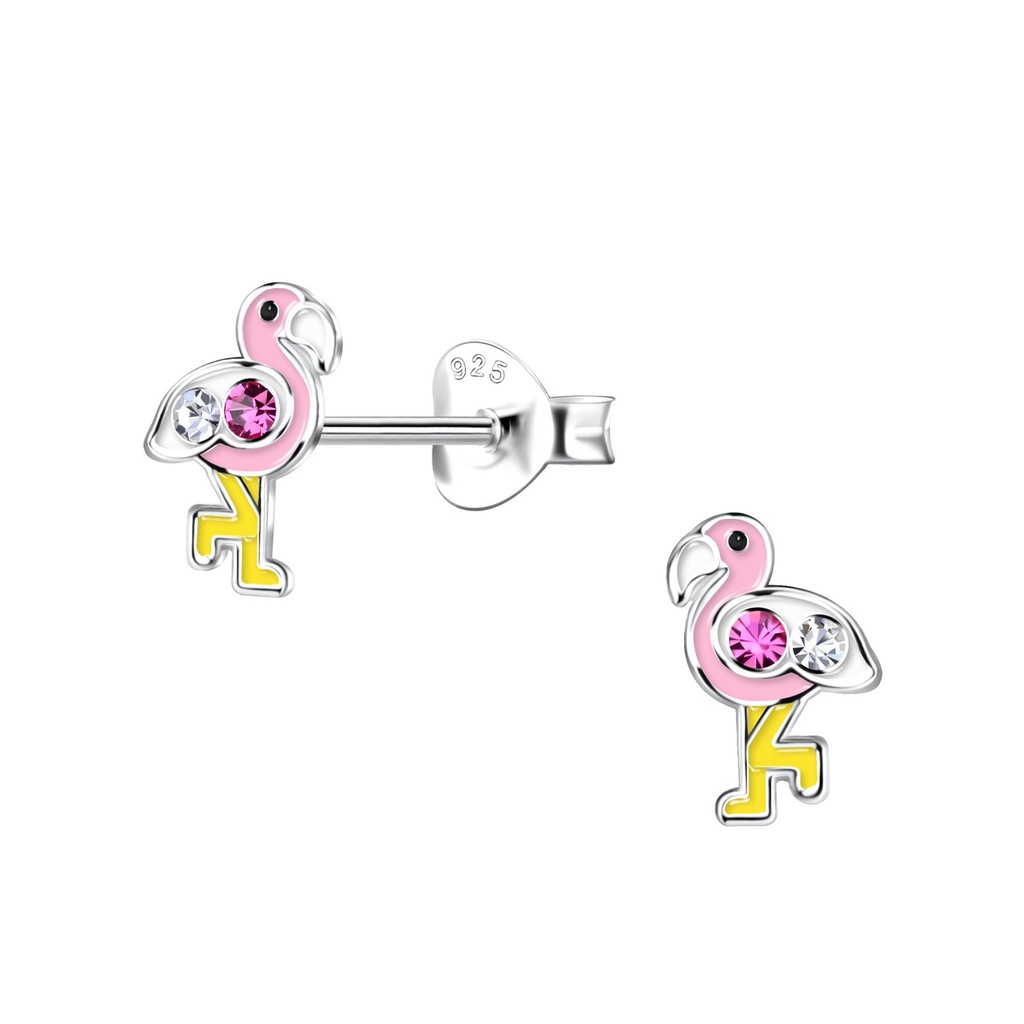 Silver Flamingo Stud Earrings