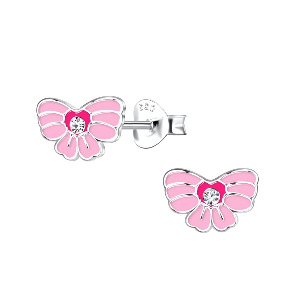 Silver Bow Stud Earrings