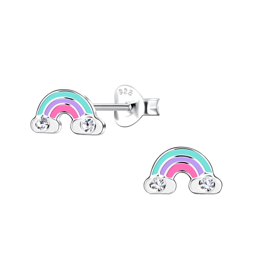 Silver Rainbow Stud Earrings