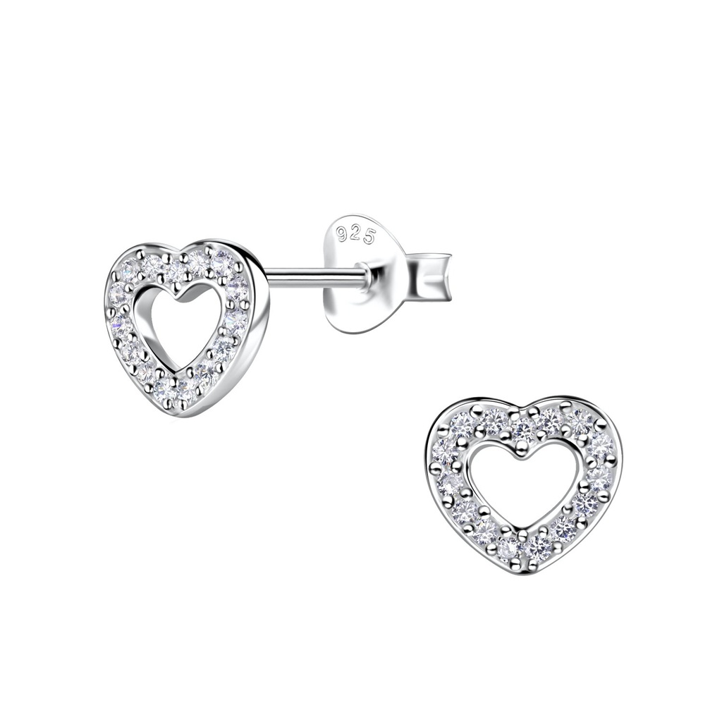 Puces d'oreilles cœur en argent