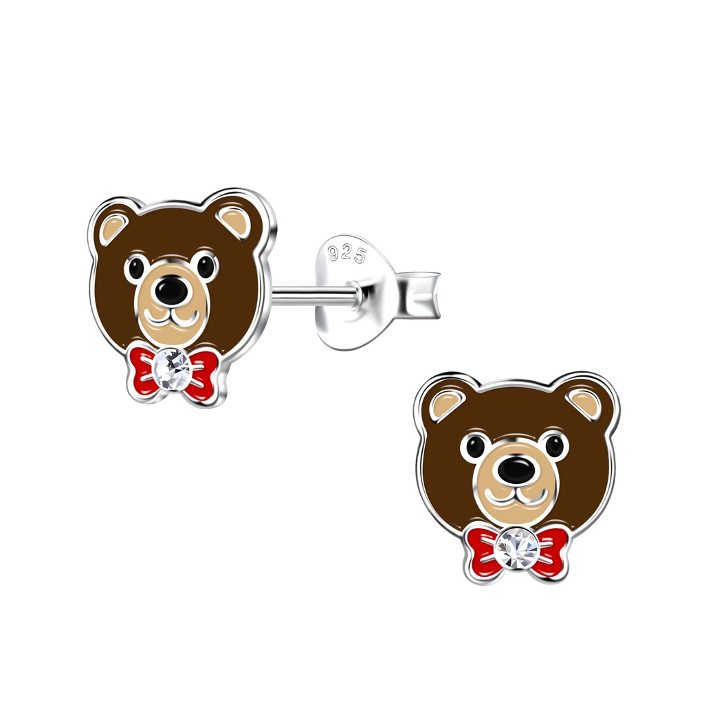 Silver Bear Stud Earrings