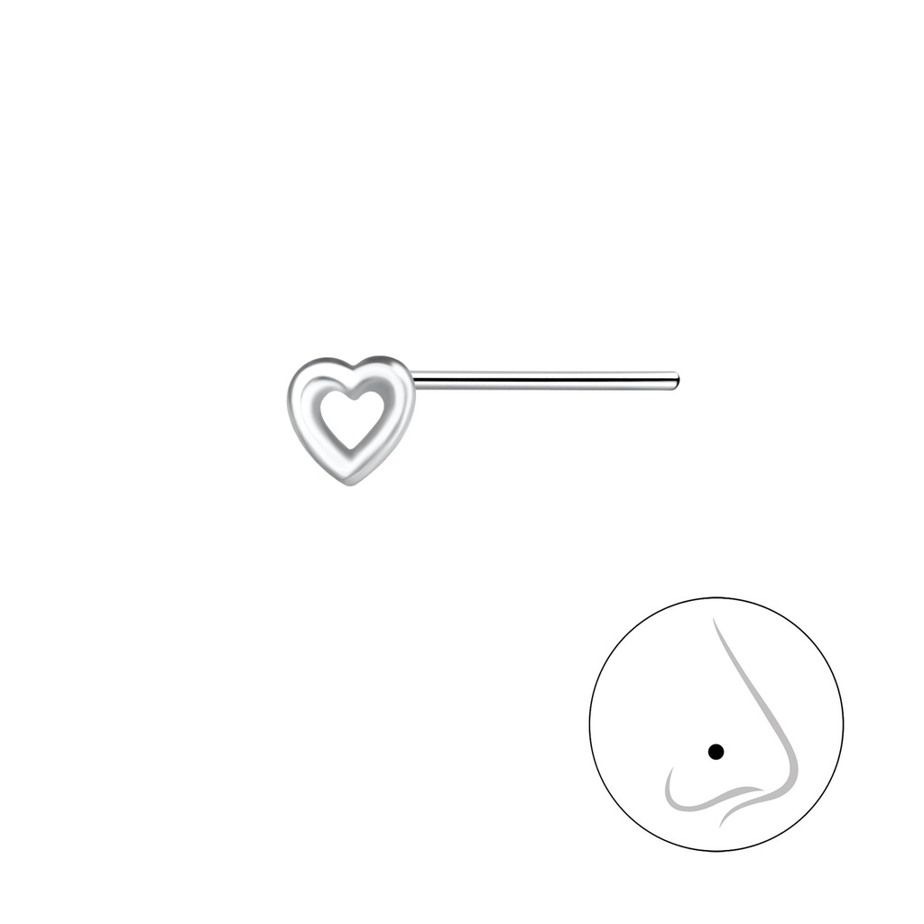 [10022805] Clou de nez cœur en argent