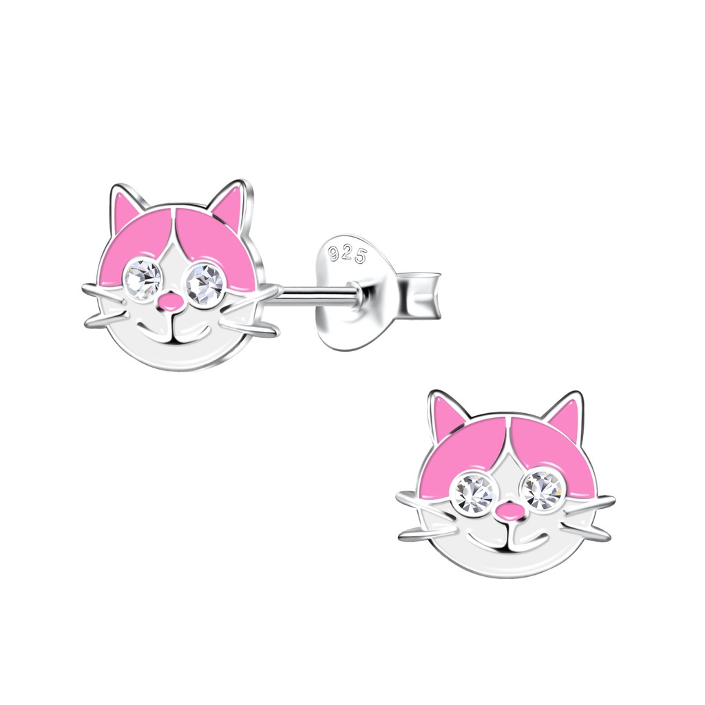 Silver Cat Stud Earrings