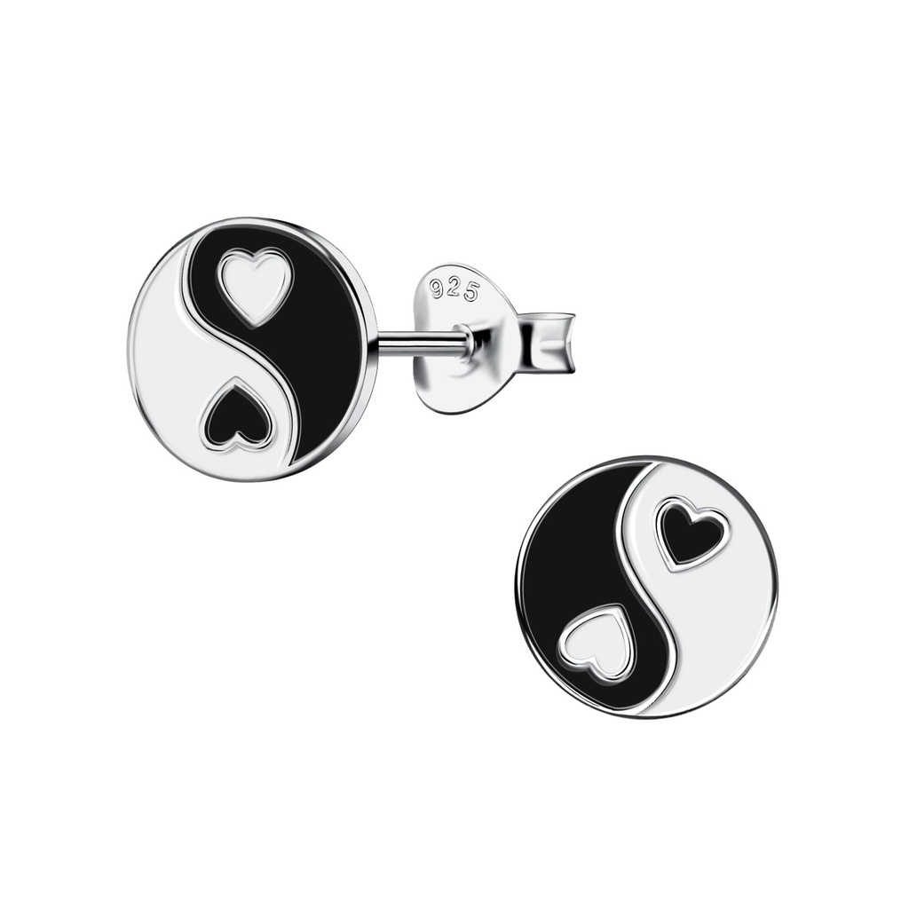 Silver Yinyang Stud Earrings