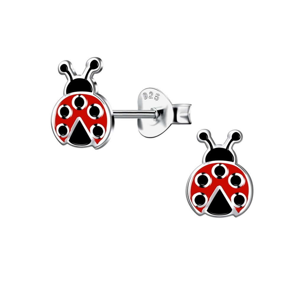 Puces d'oreilles coccinelle en argent