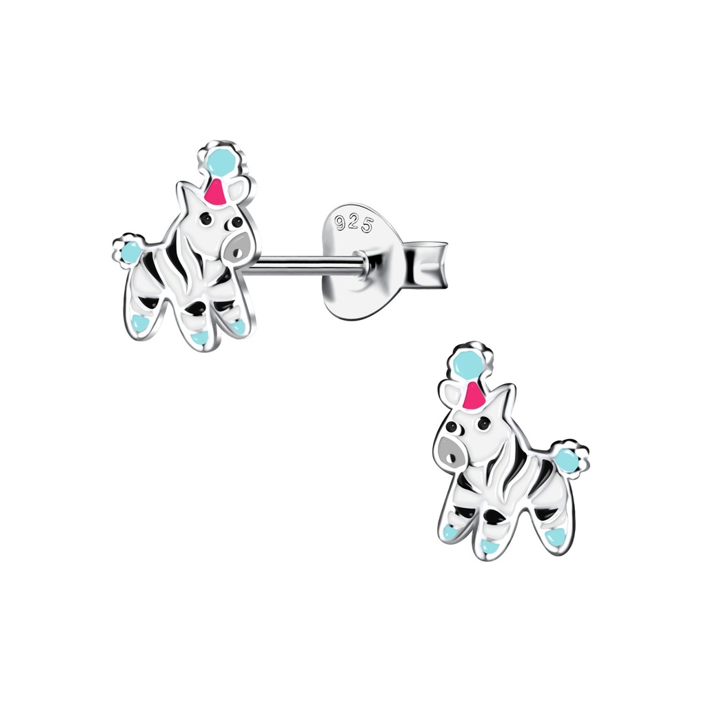 Puces d'oreilles zèbre en argent
