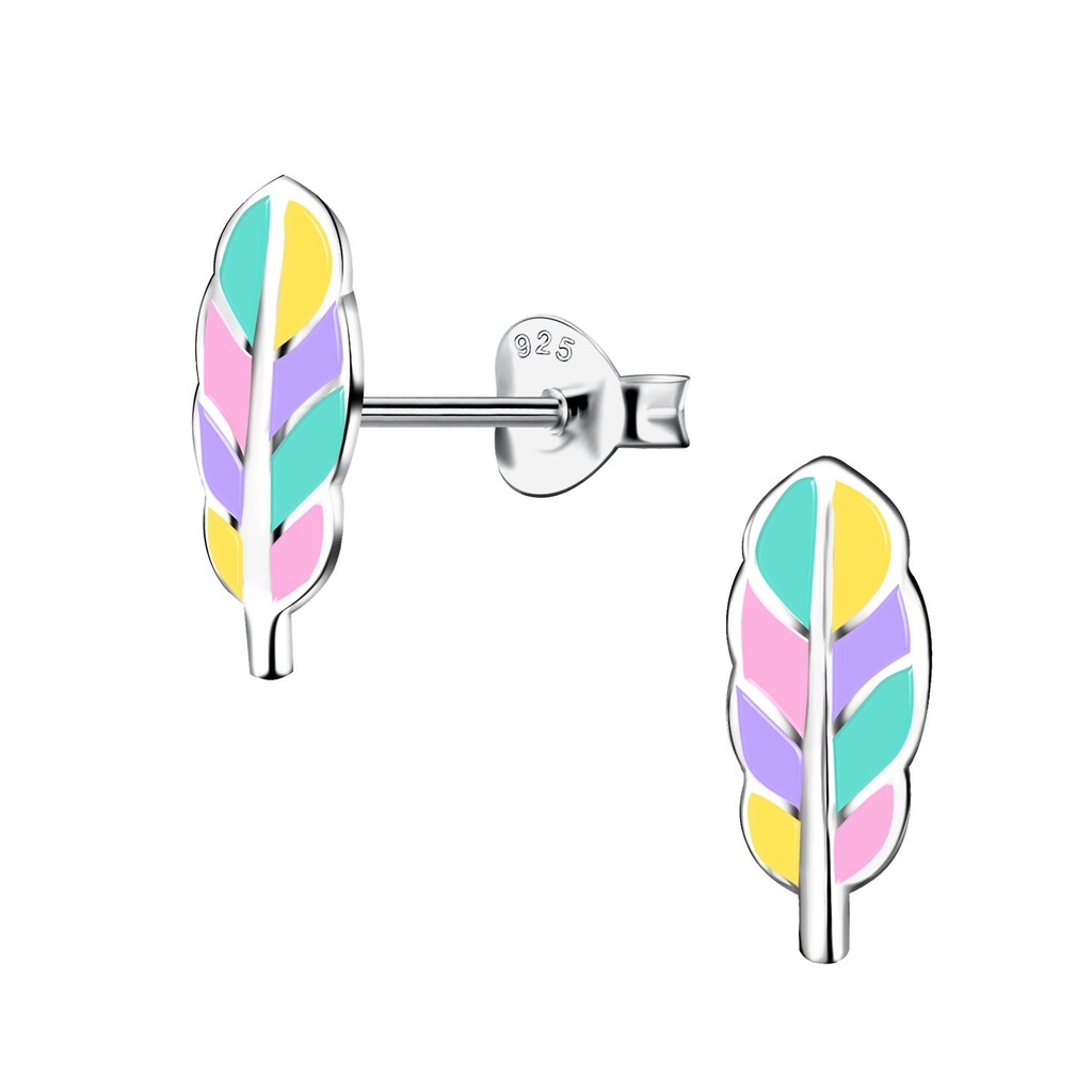 [10030723] Puces d'oreilles plume en argent