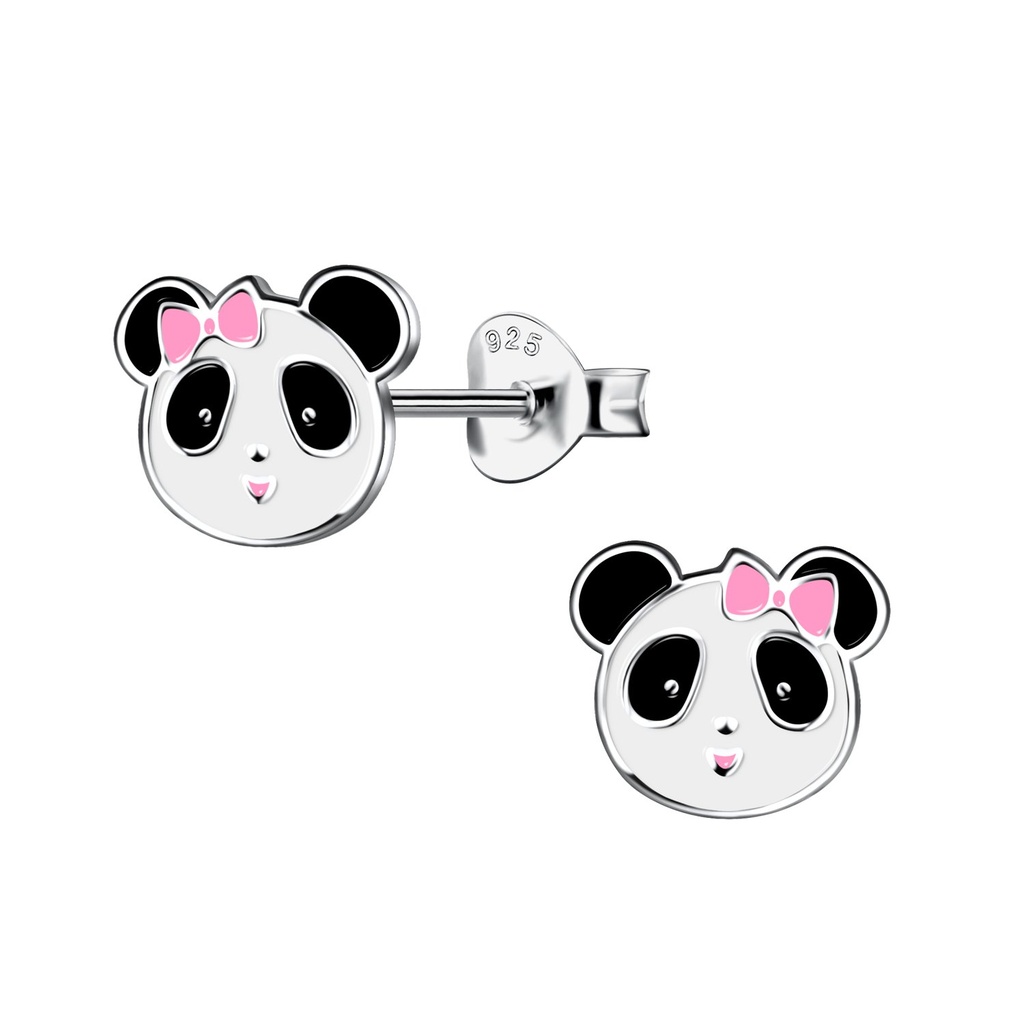 Silver Panda Stud Earrings