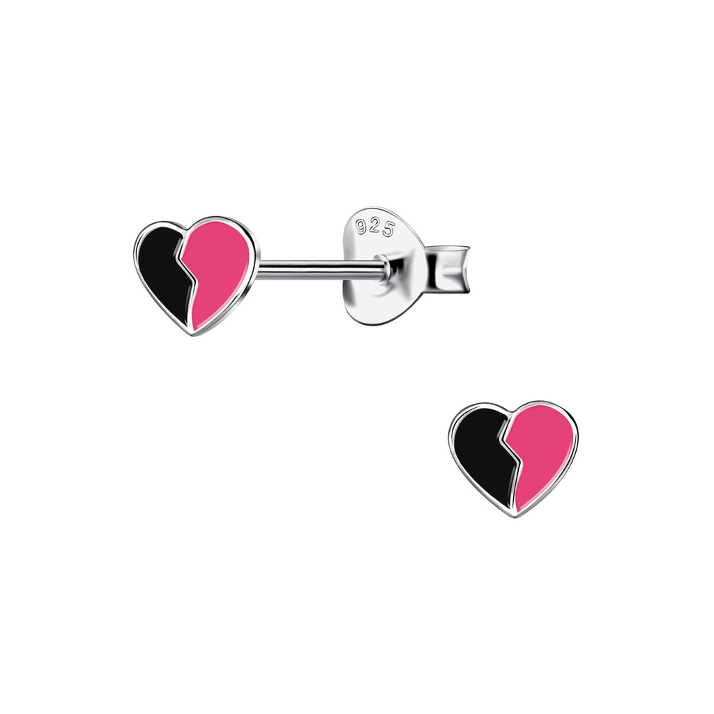 Silver Broken Heart Stud Earrings