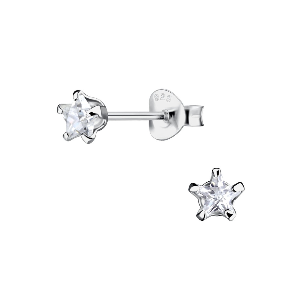 Puces d'oreilles zircon étoile 4 mm