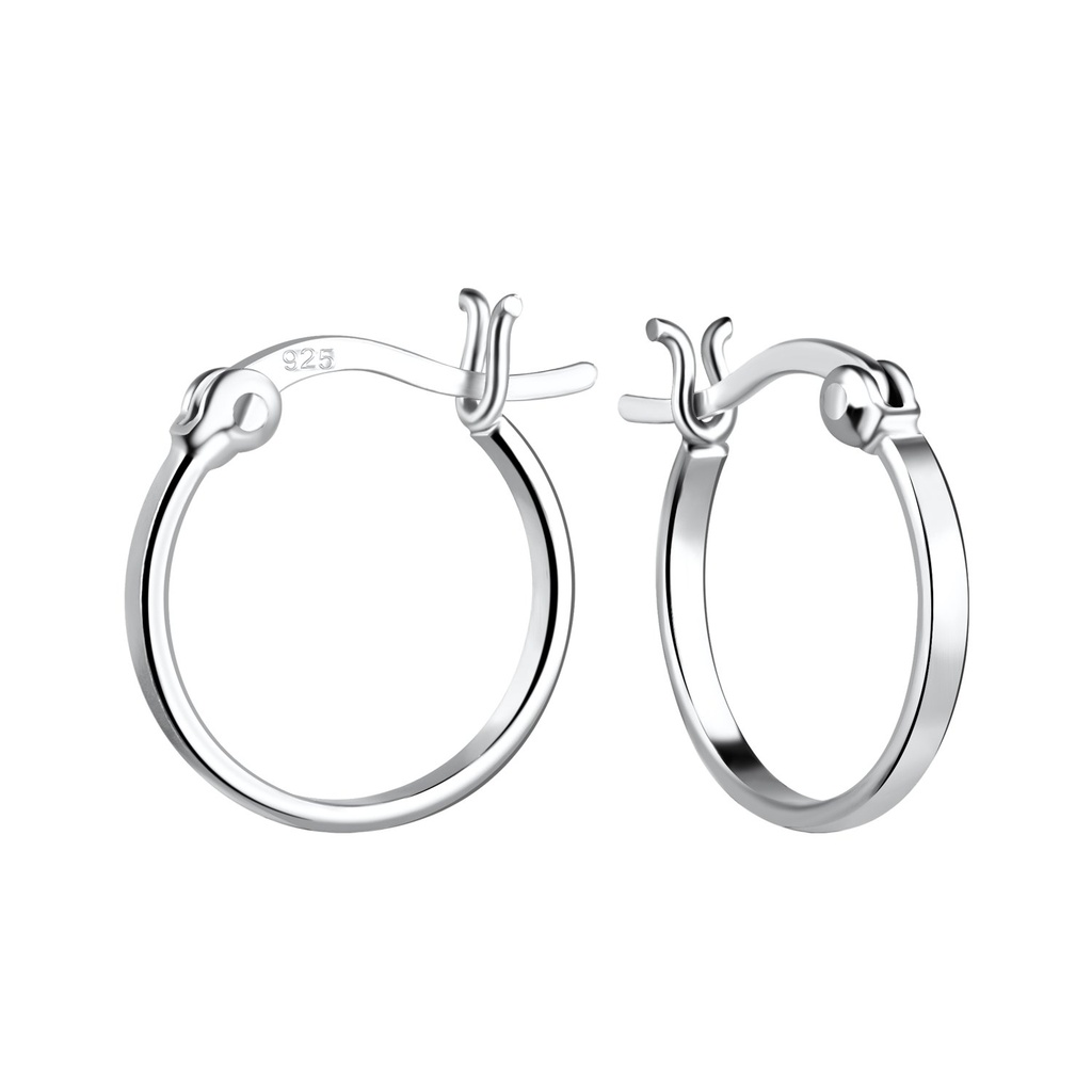 [10030344] 14mm Silver French Lock Hoop Earrings
