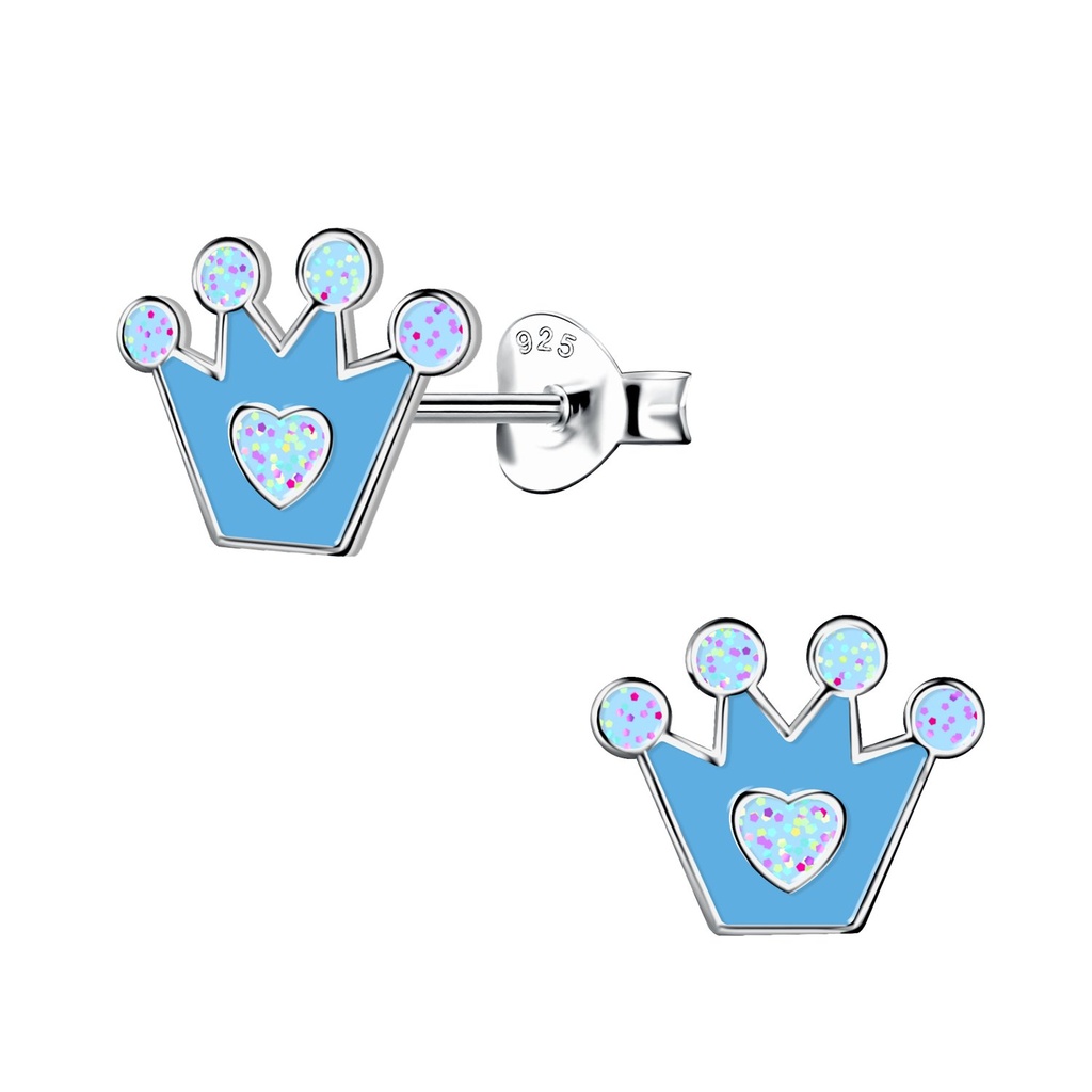 [10023880] Silver Crown Stud Earrings