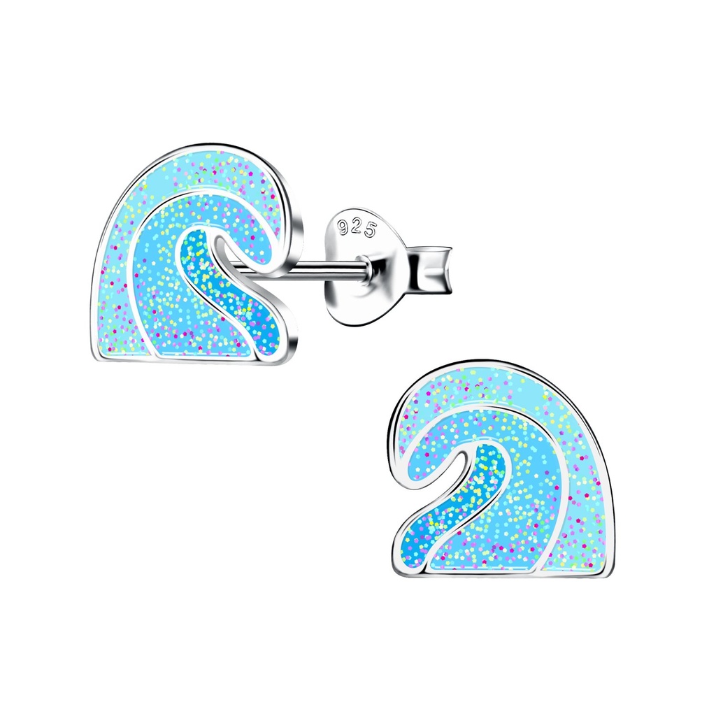 Silver Wave Stud Earrings