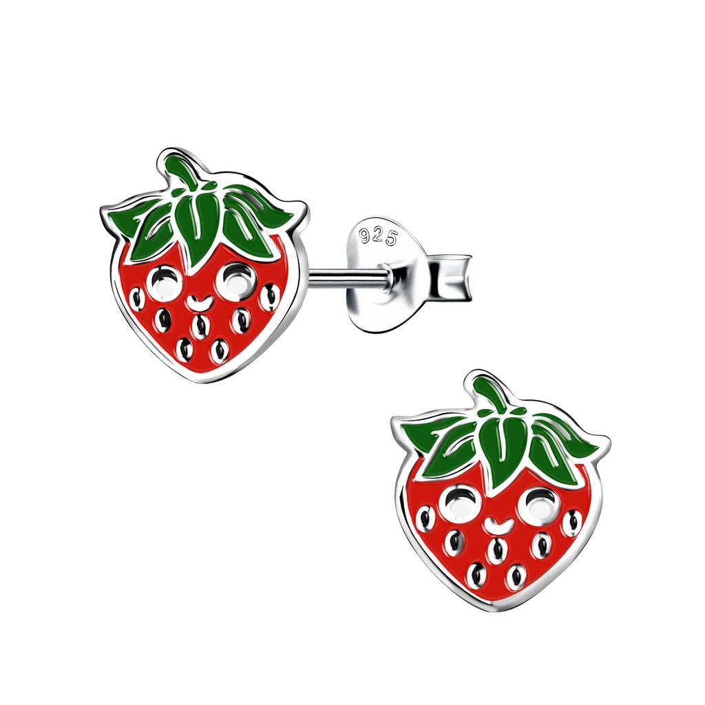 [10027378] Puces d'oreilles fraise en argent
