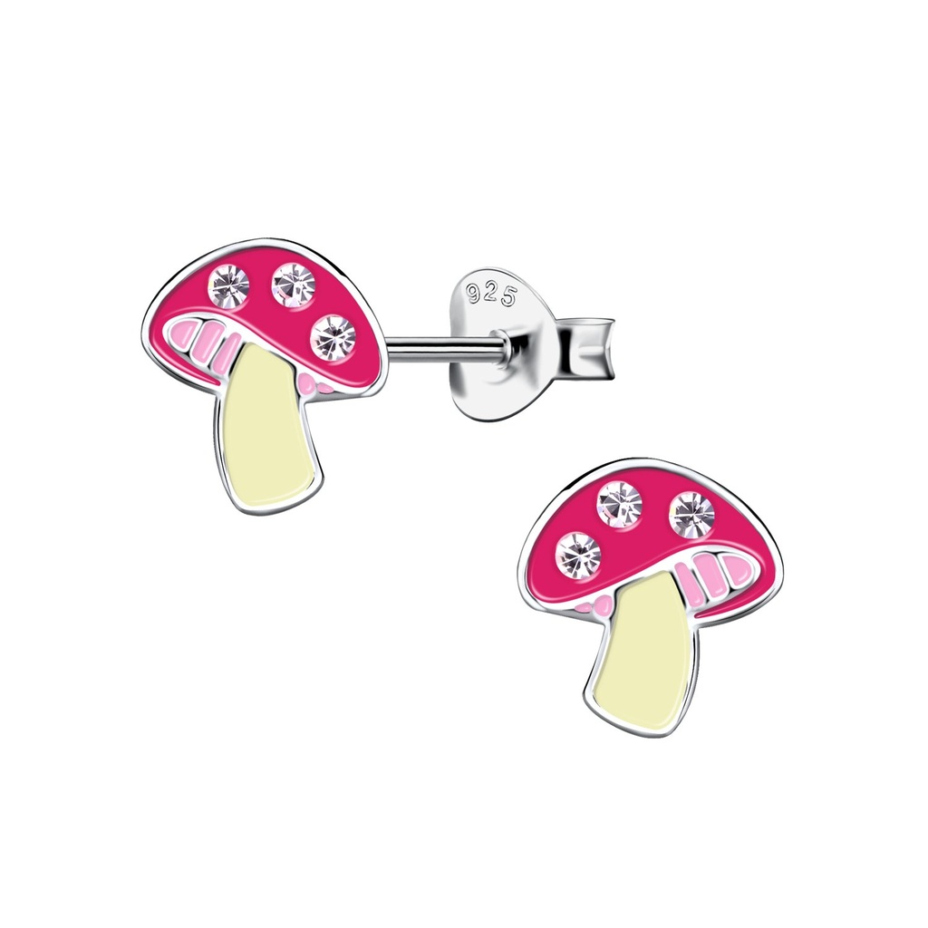 Puces d'oreilles champignon en argent