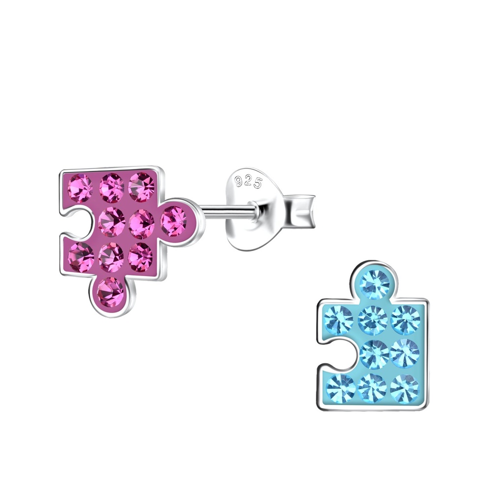 Puces d'oreilles puzzle en argent