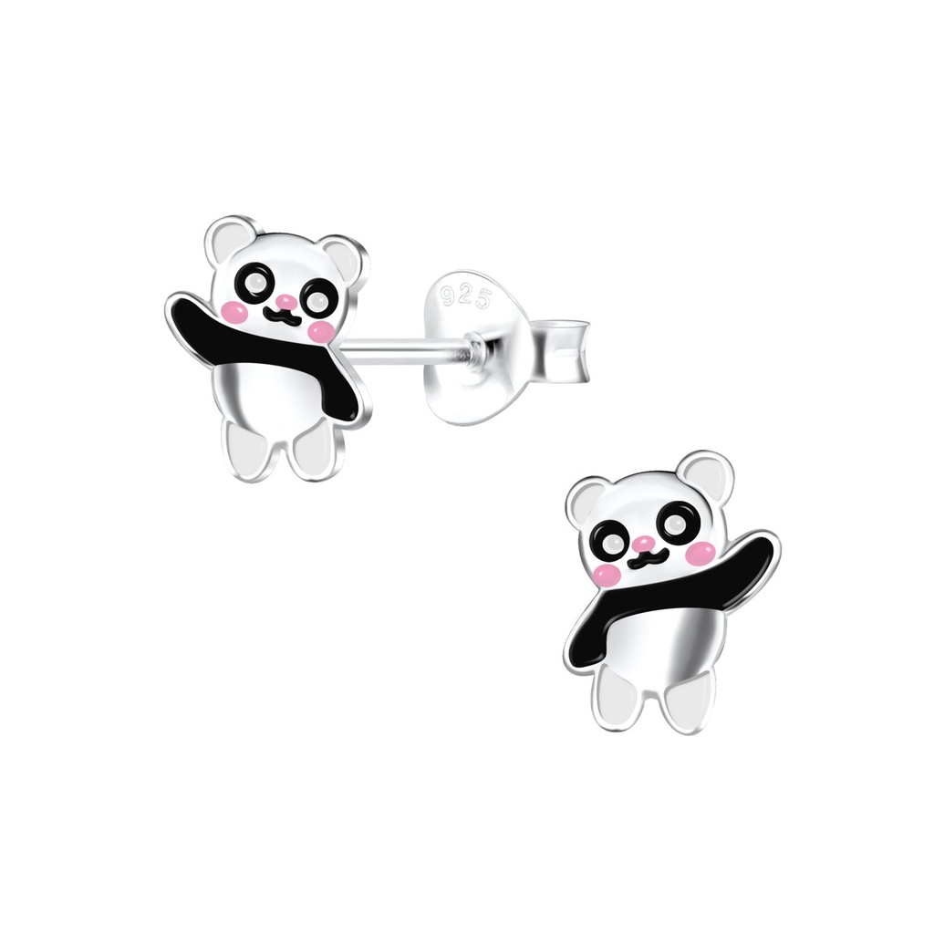 [10021913] Silver Panda Stud Earrings