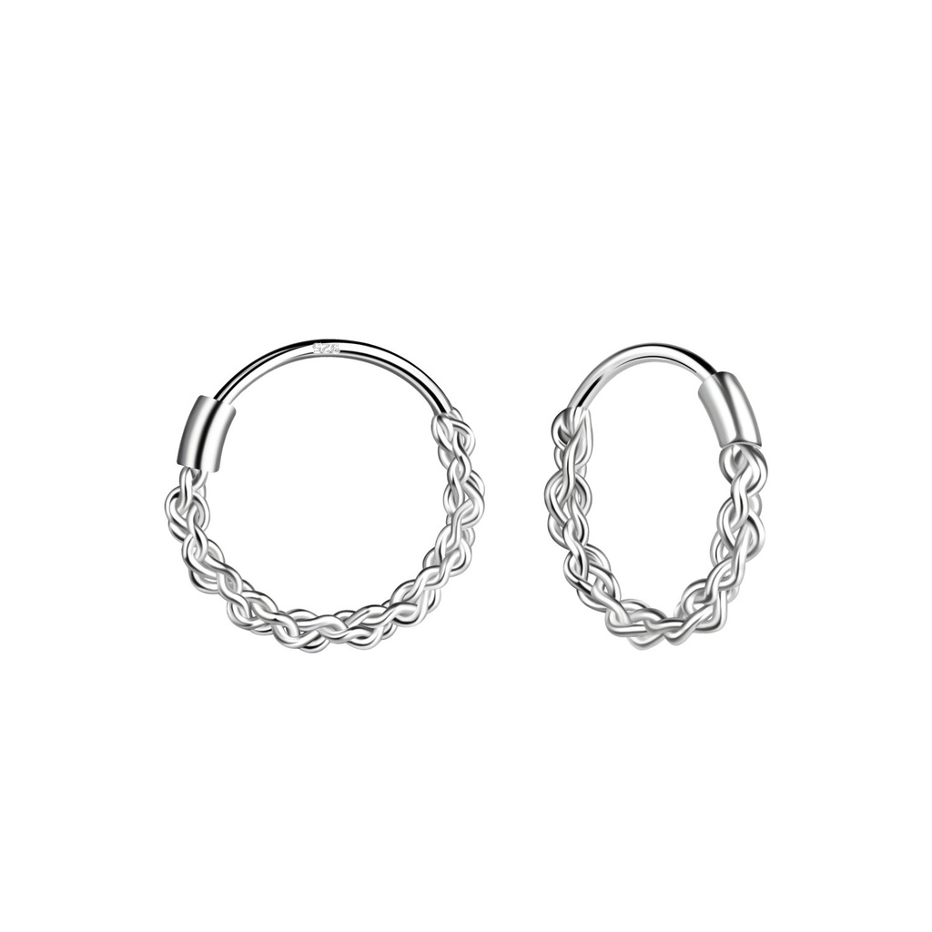 [10012881] 10mm Silver Twisted Hoop Earrings