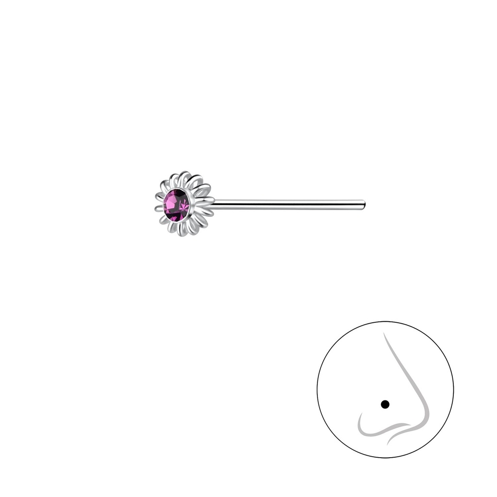 [10028868] Clou de nez en argent cristal fleur (Amethyst)