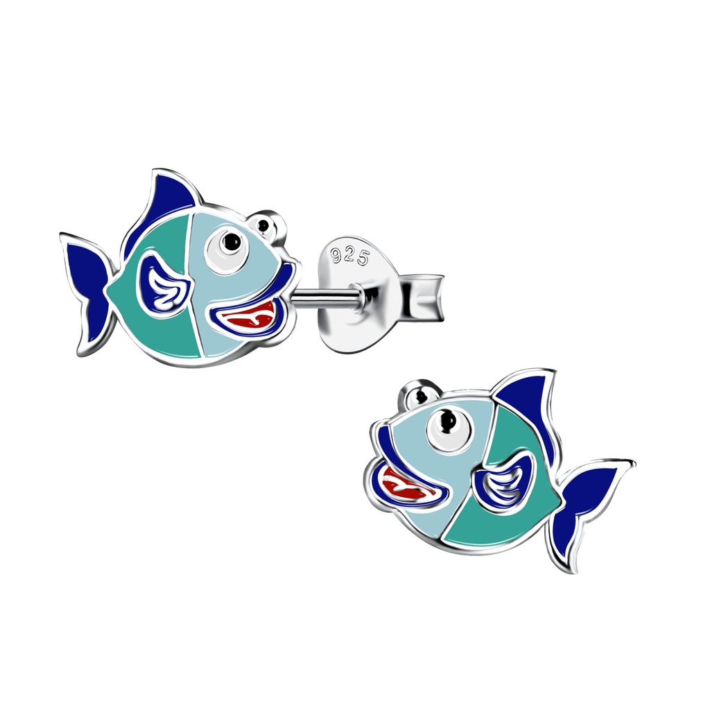 Silver Fish Stud Earrings