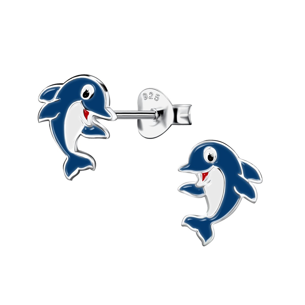 Puces d'oreilles dauphin en argent