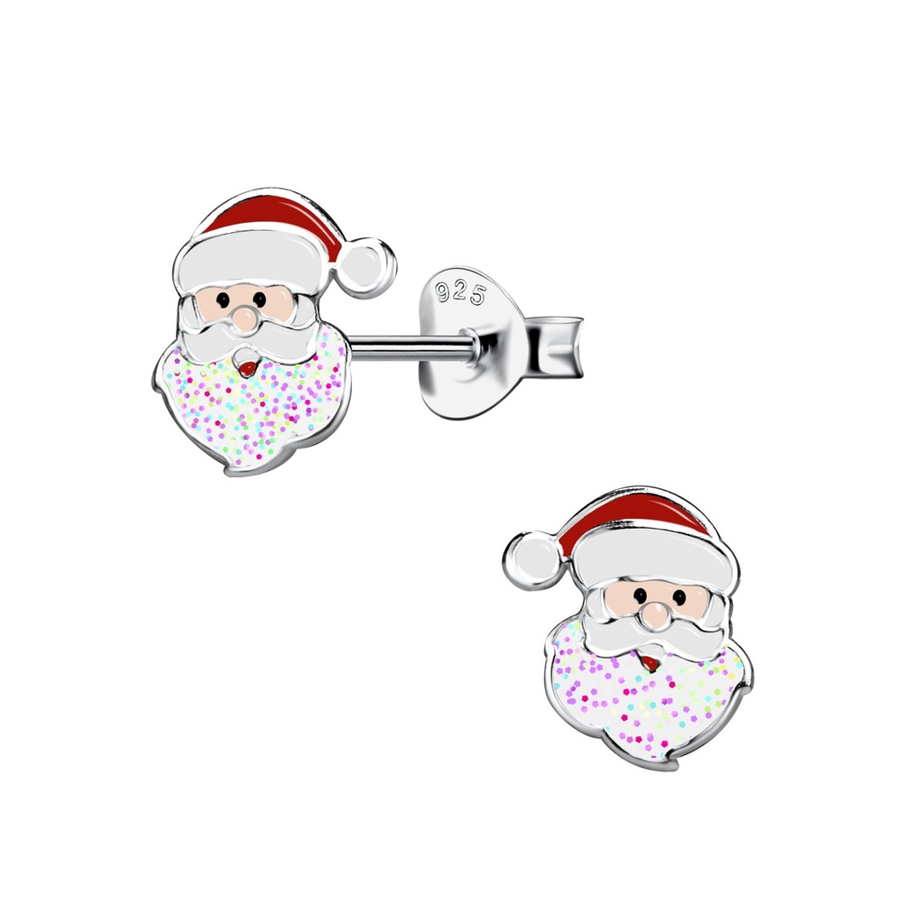 Silver Santa Claus Stud Earrings
