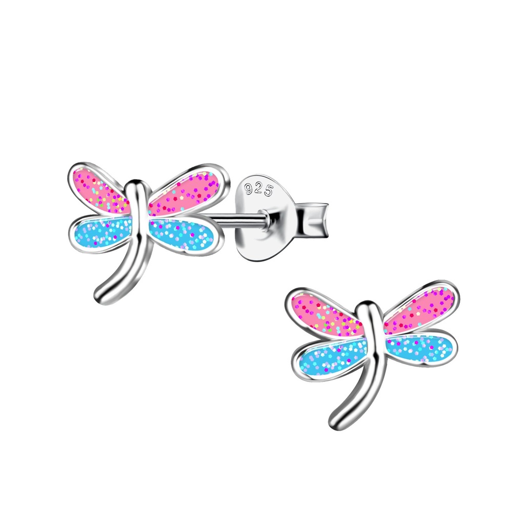 Silver Dragonfly Charm Hoop Earrings
