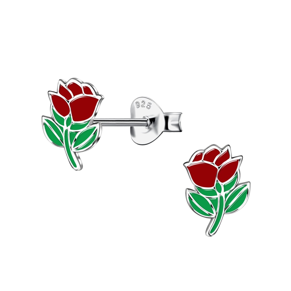Silver Rose Stud Earrings