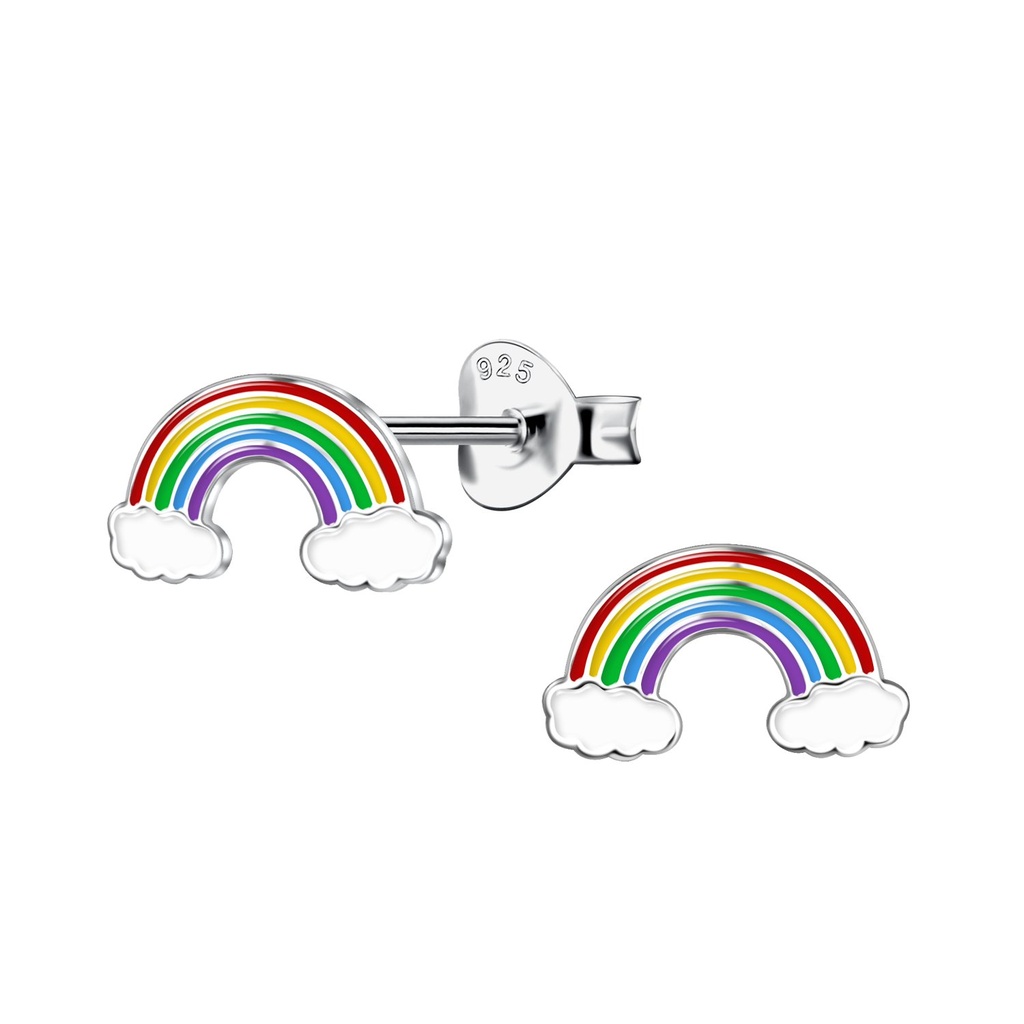 Puces d'oreilles arc-en-ciel en argent