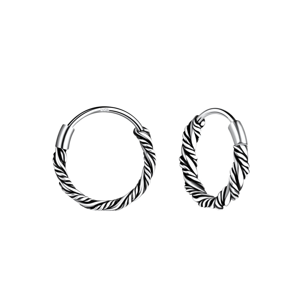 [10012884] 10mm Silver Twisted Hoop Earrings