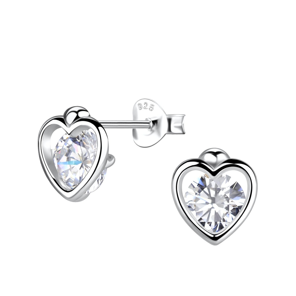 Puces d'oreilles cœur en argent